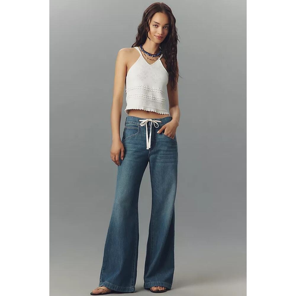 Anthropologie Pilcro Ellis High-Rise Pull-On Flare Jeans Medium Wash NWT 28